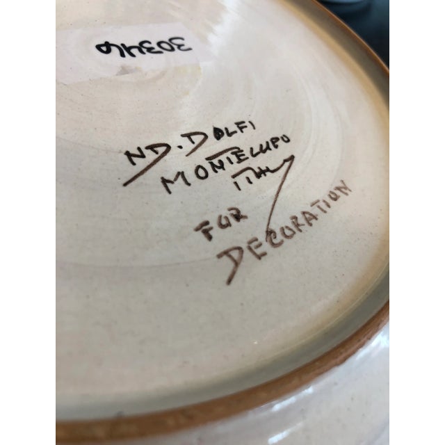 1990s Italian Hand Painted Round Ceramic Fish Wall Plates - Set of 2 For Sale - Image 9 of 13