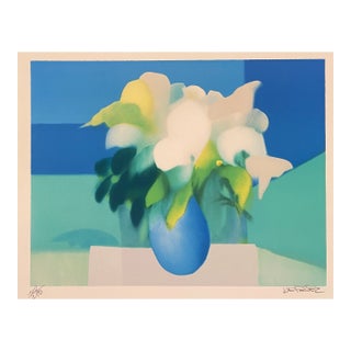 Alfred Defossez Blue Vase Lithograph For Sale
