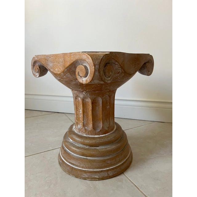 Art Nouveau 1980s Neoclassical Wood Column Side Tables - a Pair For Sale - Image 3 of 6