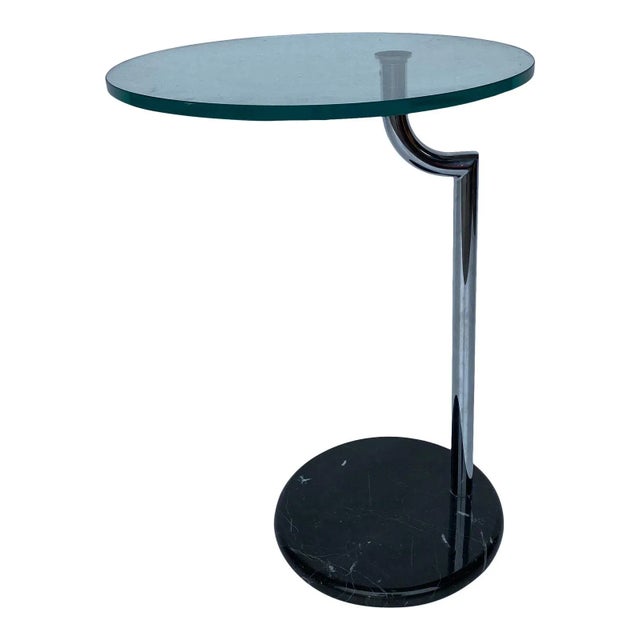 Mid-Century Modern Vintage Postmodern Glass and Marble Swivel Side Table For Sale - Image 3 of 5