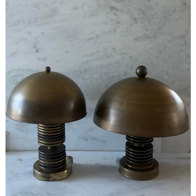 Vintage Brass Mushroom Table Lamp Attributed to Hans-Agne Jakobsson For Sale - Image 12 of 12