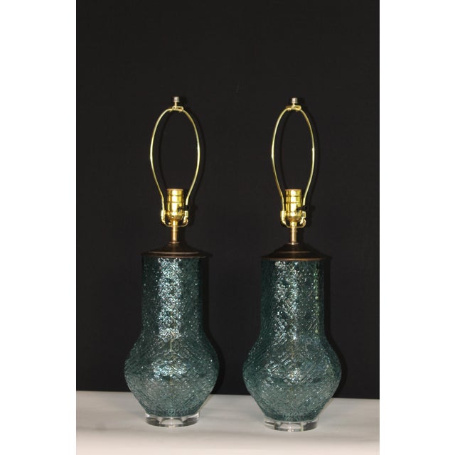Mid 20th Century Mezza Murano Style Lamps - a Pair For Sale - Image 9 of 11
