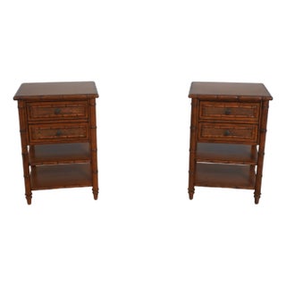 1990s Pair of Tommy Bahama Bamboo Form Island Style Nightstands For Sale