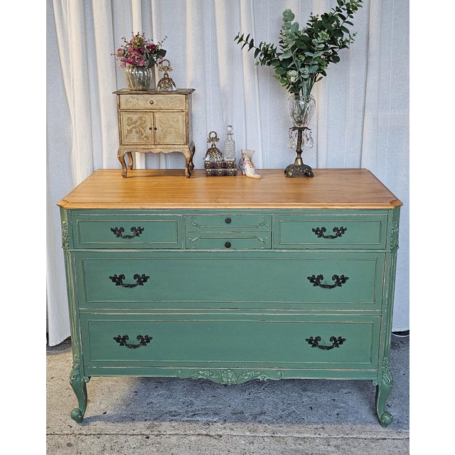 Green French Provencial Dresser, Circa 1930's, Louis XV Style For Sale - Image 14 of 18