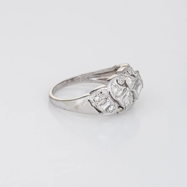 Modern Mid 20th Century Vintage Diamond Anniversary Band Sz 5.5 Platinum Mid Century Ring For Sale - Image 3 of 7