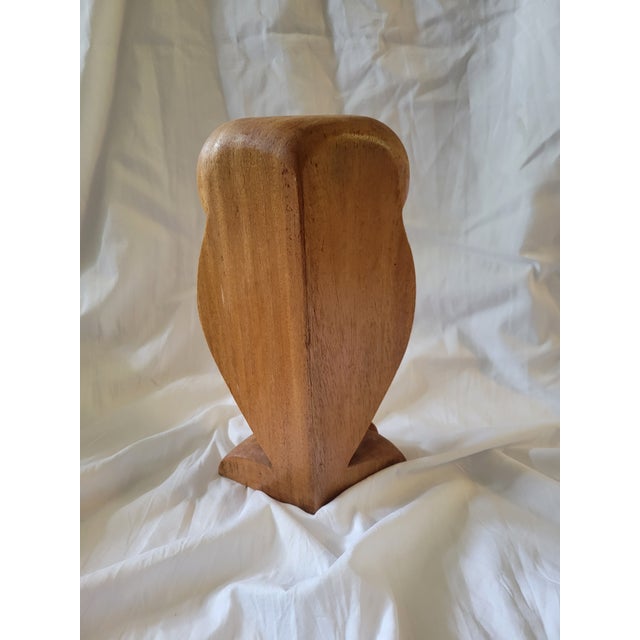 1980s Modernist Carved Wooden Owl Figure For Sale - Image 4 of 9
