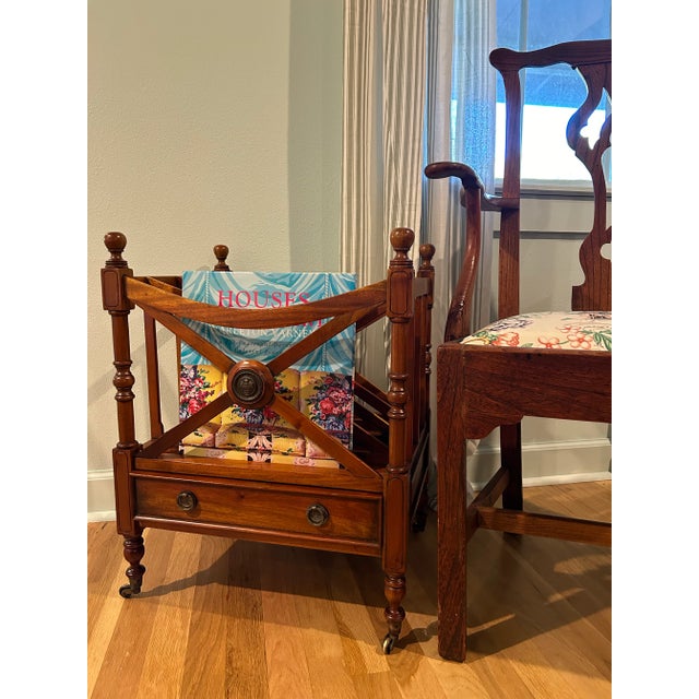 Vintage Reproduction Canterbury Magazine Rack With Drawer Chairish