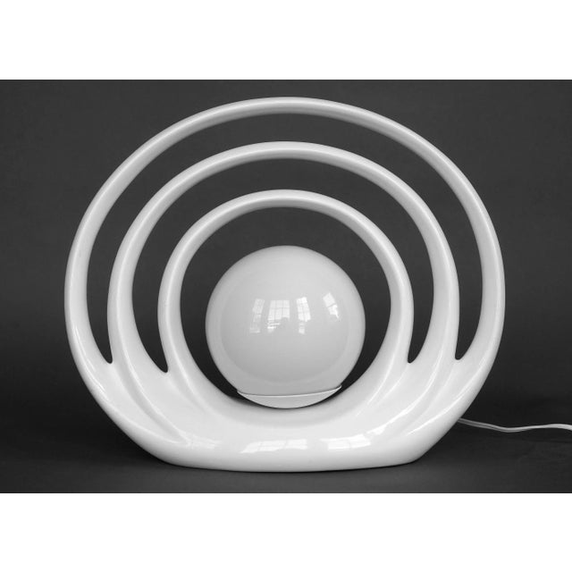 Vintage Art Deco Ceramic Limelight Globe Lamp With Three Arches For Sale - Image 13 of 13