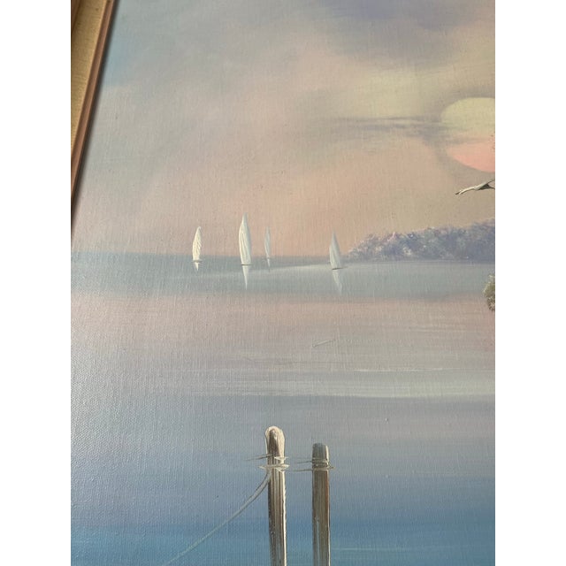 1980s Jane Mabry Original Large Oil Painting "Sail Boat Palace" For Sale - Image 4 of 12