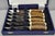 Vintage Scully & Scully Arts & Crafts Style Natural Staghorn Handle 8" Steak Knives in Original Case - Set of 6. Circa...