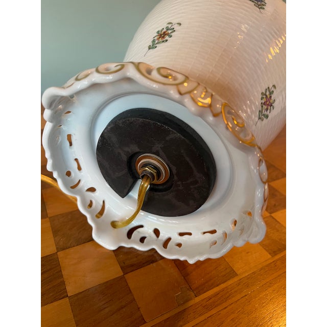 White 1990s Large Herend Windsor Garden Porcelain Lamp For Sale - Image 8 of 8