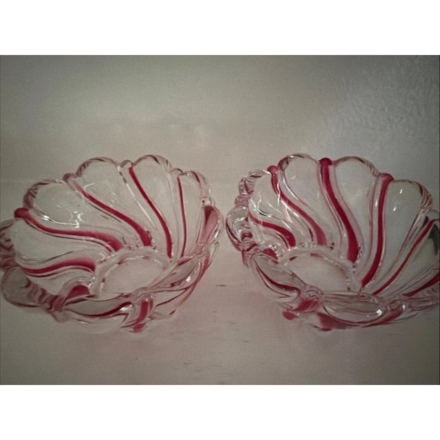 Pair of Mikasa Peppermint Swirl Glass Candy Dishes. Perfect for the holiday!
