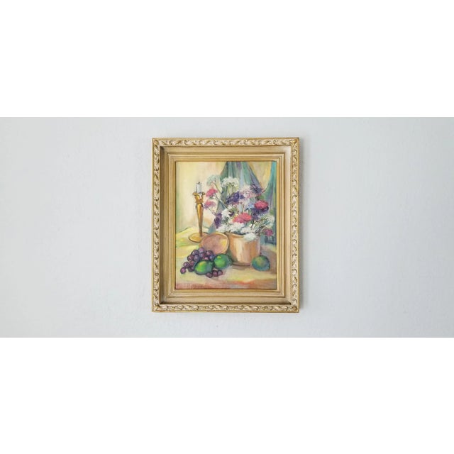 Mid-Century Modern 1970s Vintage Still Life Expressionist Abstract Oil Painting, Signed For Sale - Image 3 of 10