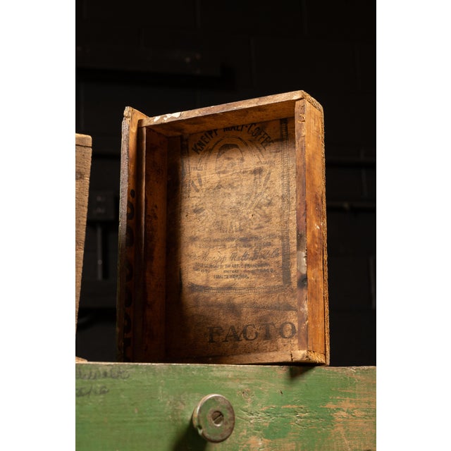 Mid 20th Century Industrial Green Salvaged Wood Multi-Drawer Cabinet For Sale In Chicago - Image 6 of 7