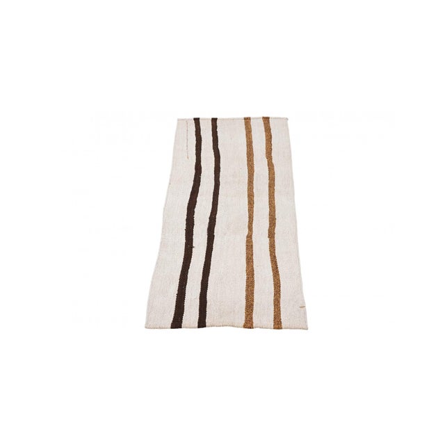 Mid-Century Modern Striped Small Vintage Hemp Kilim Rug - 1`9″ X 4`9″ For Sale - Image 3 of 6
