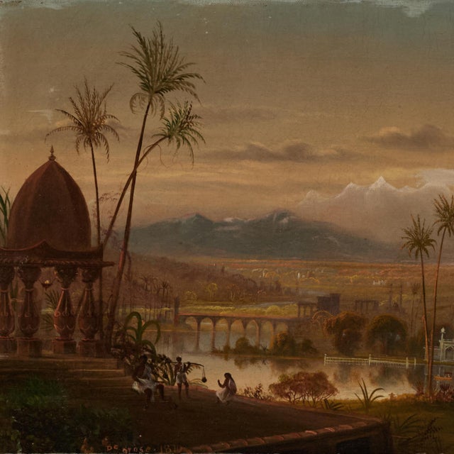 Late 19th Century Antique Painting of an India Landscape With a Temple by Daniel C. Grose For Sale - Image 5 of 13
