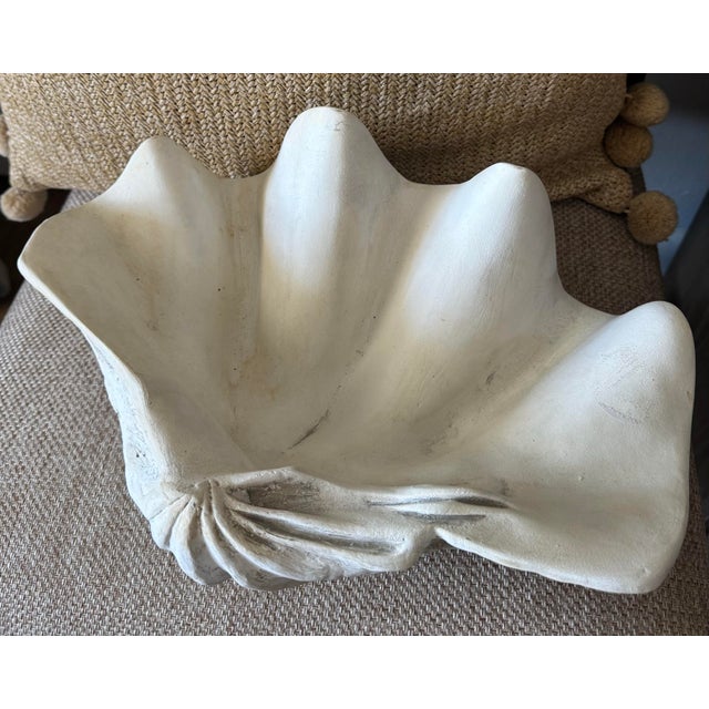 Large Vintage Sculptural Ceramic Clam Shell Bowl – Ivory Coastal Centerpiece For Sale - Image 10 of 12