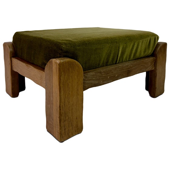 Brutalist Oak Stool or Ottoman by De Puydt, 1960s For Sale