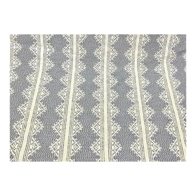 Rosemary Hallgarten Eden Adrift Blue Off White Indoor Outdoor Ethnic Stripe Upholstery Fabric For Sale