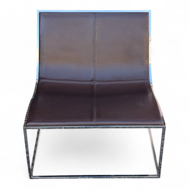 Early 21st Century Contemporary Spanish Leather Sling Lounge Chairs, Pair, by Jean-Marie Massaud for Viccarbe "Holy Day" For Sale - Image 5 of 13