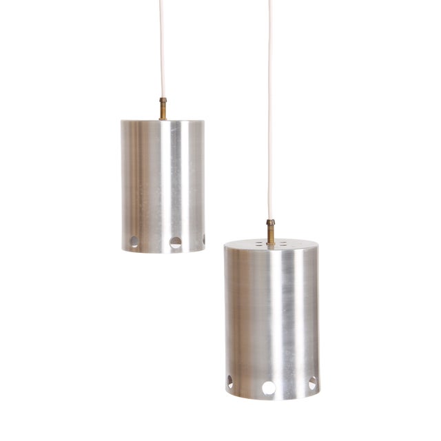 Danish Aluminum Pendant Lights, 1970s, Set of 2 For Sale