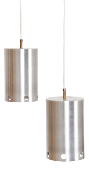 Danish Aluminum Pendant Lights, 1970s, Set of 2