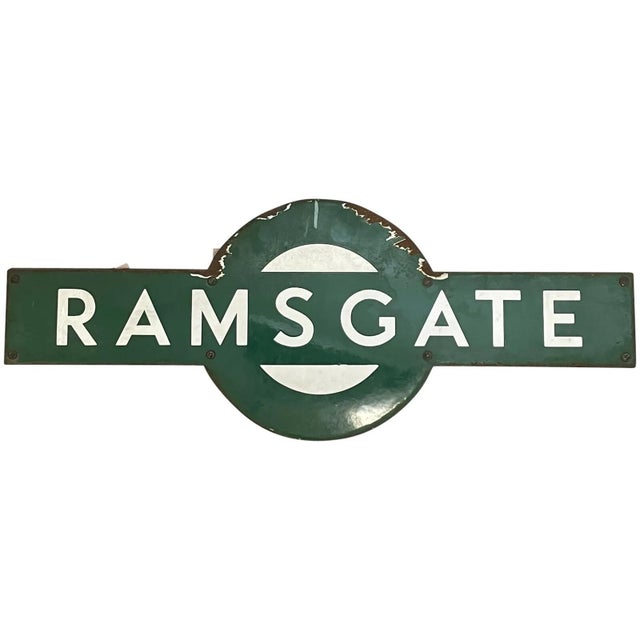 British 1940s Southern Railway Enamel Target Sign – Ramsgate Station, Kent A rare and highly collectible original Southern...