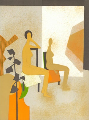 1974 Lithograph by André Minaux "Les Deux Modèles" (The Two Models)