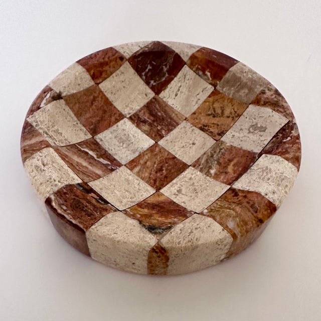 Transitional Checkerboard Stone Trinket Bowl For Sale - Image 3 of 6