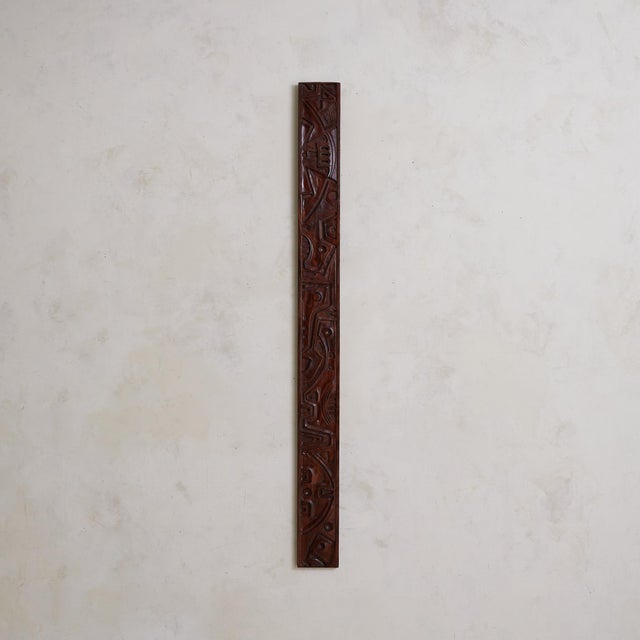 A monumental Italian wall panel by Gianni Pinna, hand-carved in the 1970s. Over six feet in height, the single plank is...