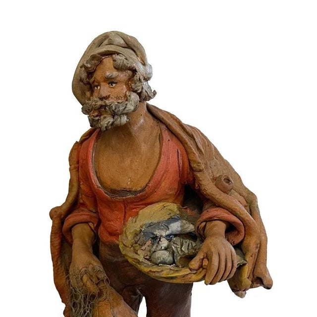 Ceramic Terracotta Statue of Fisherman, 1990s For Sale - Image 7 of 8