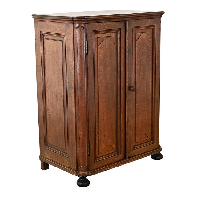Belgian 18th Century Solid Oak Cabinet With Drawers For Sale