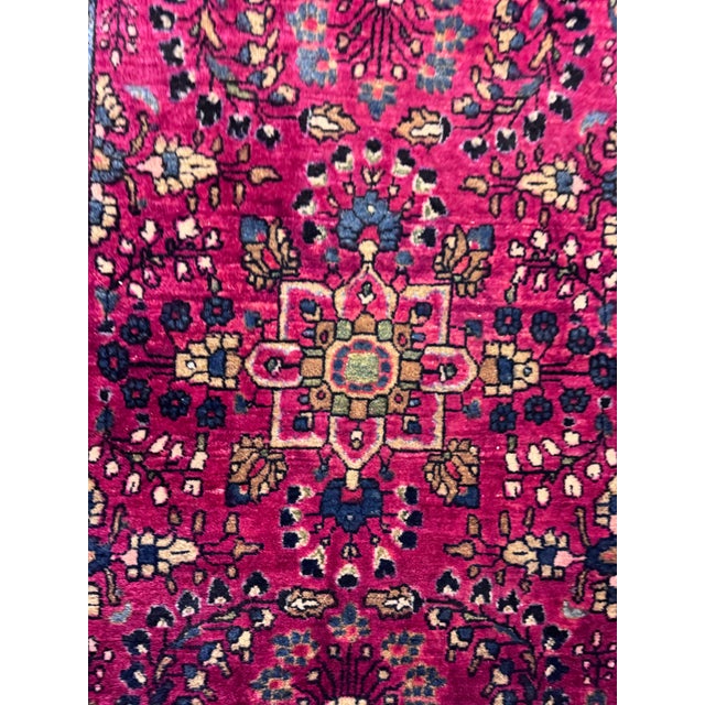Red Early 20th Century 2ft 2in × 3ft 10in Ruby Red Silk + Wool Persian Area Rug For Sale - Image 8 of 12