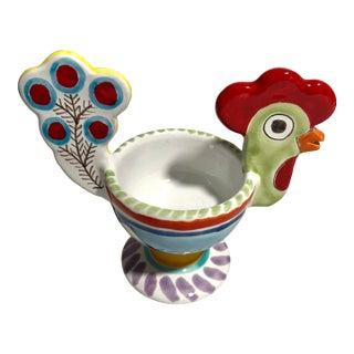Mid 20th Century Italian DeSimone Hand Painted Ceramic Chicken Compote For Sale