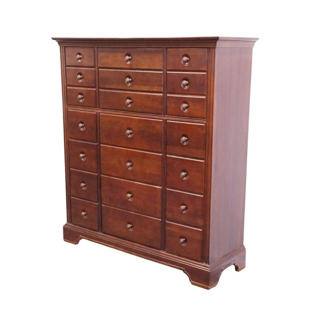 Stanley Furniture Stanley Furniture Solid Cherry Early American Traditional 54" 18-Drawer Master Chest / Triple "Chesser" 589-13-13 For Sale - Image 4 of 14