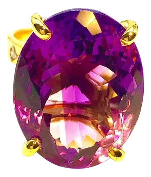 Bochic "Capri" Vintage Oval Shape Amethyst & Diamond Set In 18K Gold & Silver