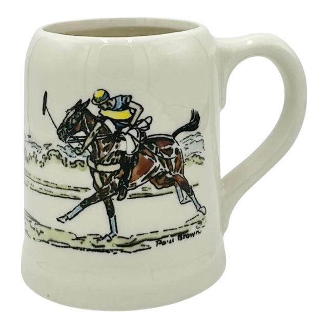 Vintage Paul Brown Equestrian Polo Player Ceramic Mug For Sale