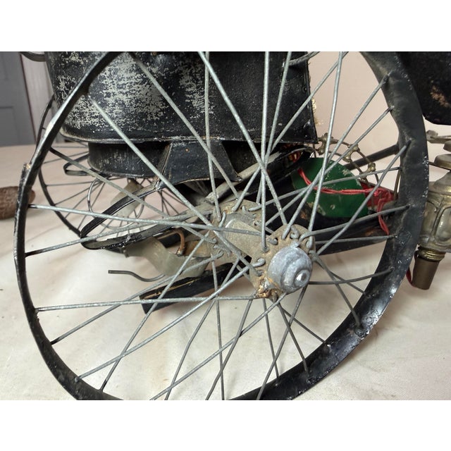 Antique 19th Century Handmade Mixed Media Tole Running Rickshaw Mini Sculpture For Sale - Image 16 of 18