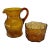Vintage Mid Century Morgancetown Crinkled Amber Glass Pitcher and Ice Bucket Set For Sale
