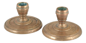 Vintage Danish Brass Candlesticks with Circular Base, 1940s, Set of 2