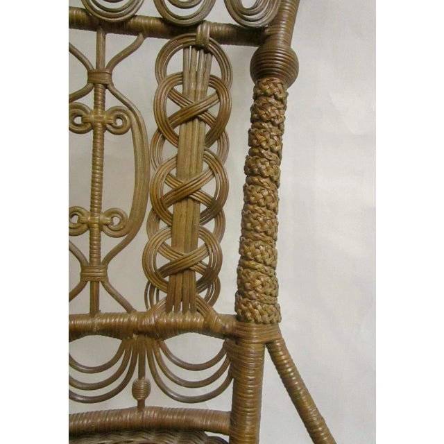 Late 19th Century 19th Century Heywood Bros. And Wakefield Co. Natural Wicker Swivel Piano Chair For Sale - Image 5 of 13