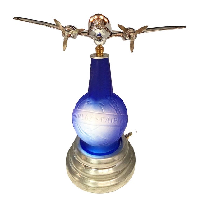 1980s 1939 New York World's Fair Dc-3 Deco Airplane Lamp W/ Propellers by Rick Ramírez For Sale - Image 5 of 10