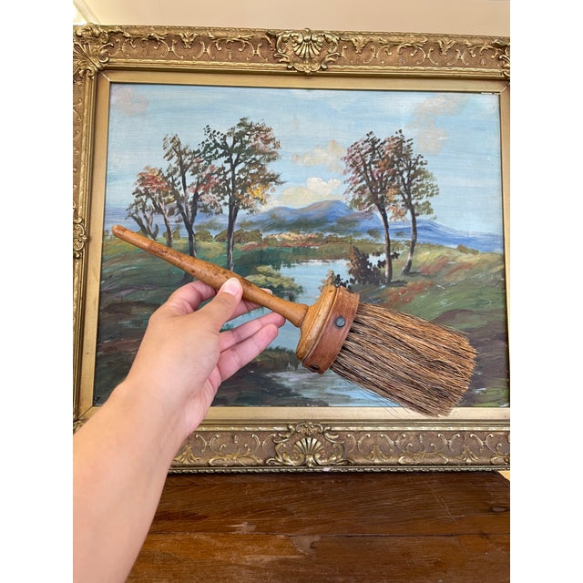 Farmhouse Handcrafted Whisk Broom With Turned Wood Handle and Natural Bristles For Sale - Image 3 of 9