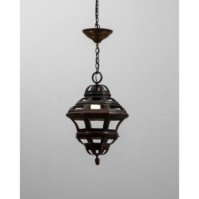 Early 20th Century 1900s French Copper Pendant Lantern With Openwork Dome Design For Sale - Image 5 of 18