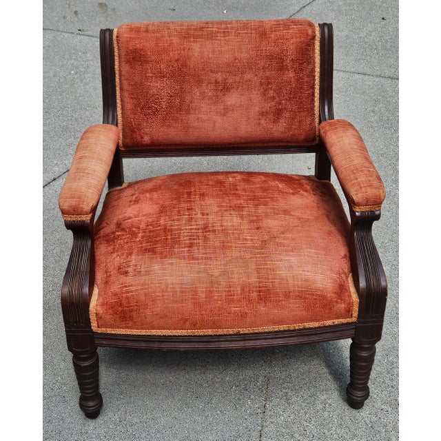 Shabby Chic Pair of Antique American Eastlake Walnut Armchairs, Circa 1875–1890 For Sale - Image 3 of 14