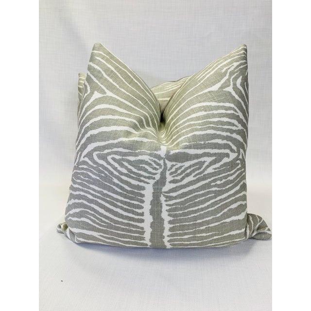 2020s Brunschwig & Fils “Le Zebre Pewter” 22” Pillows-A Pair For Sale - Image 5 of 6