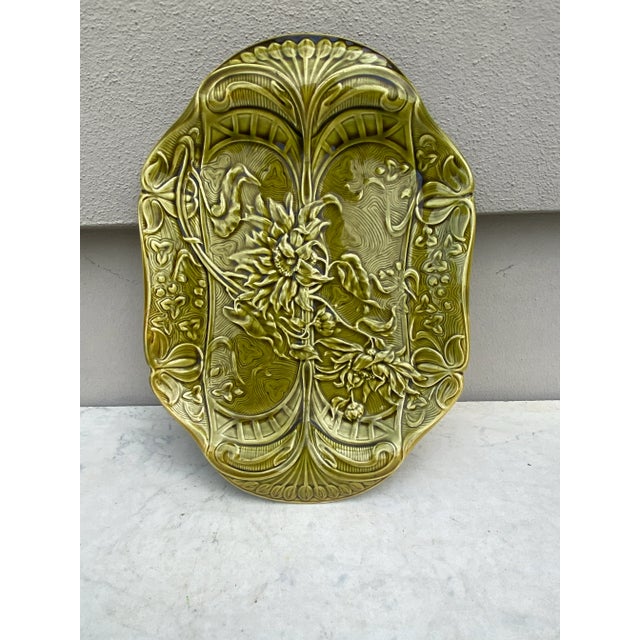 Green Majolica Asparagus Platter Keller & Guerin Saint Clement, Circa 1900 For Sale - Image 4 of 6