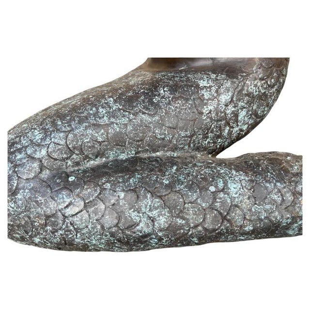 Bronze Mermaid with Conch Shell Fountain Sculpture For Sale - Image 9 of 12