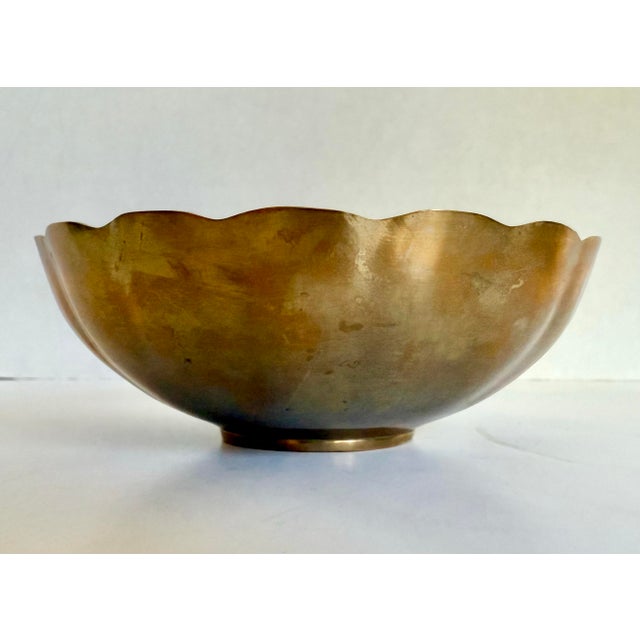 Metal Mid-20th Century Scalloped Brass Finger Bowl For Sale - Image 7 of 9