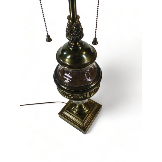 Mid 20th Century 36" Torchiere Lamp Stiffel Brass & Crystal Pineapple Hollywood Regency For Sale - Image 13 of 15